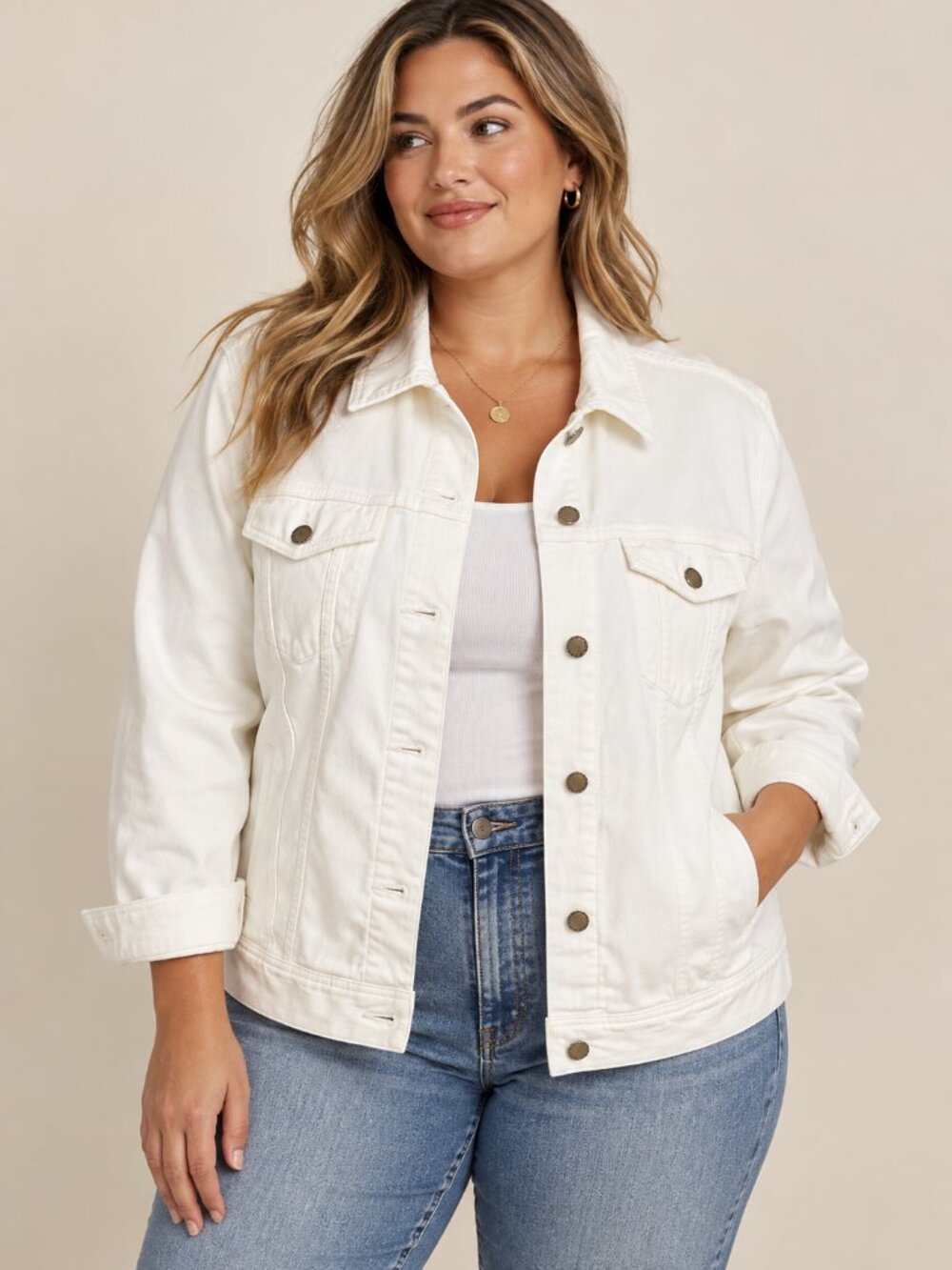 Liverpool White Denim Jacket Plus Size 2X NWT Size 20